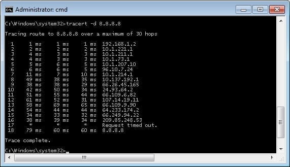 tracert without DNS Lookup