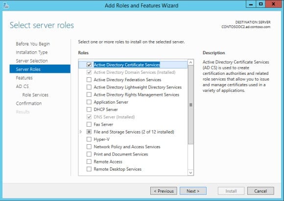 Add Active Directory Certificate Services