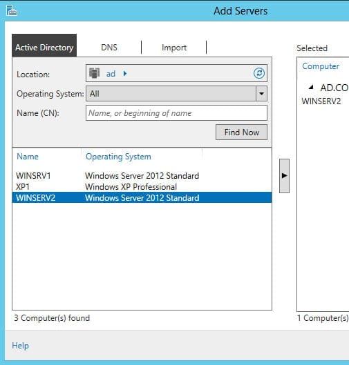 Add remote servers to Server Manager