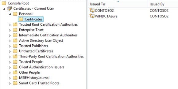 Root and client certificate for the Windows Azure point-to-site VPN