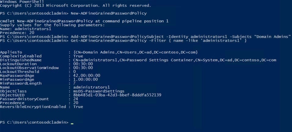 Fine grained Password Policies Using PowerShell And WS2012