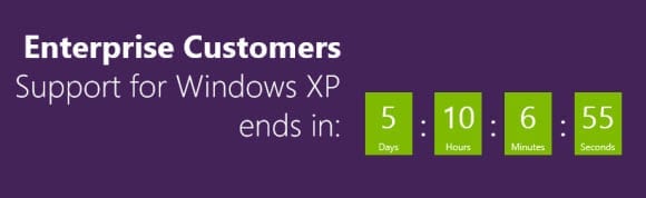 Windows XP end of support deadline
