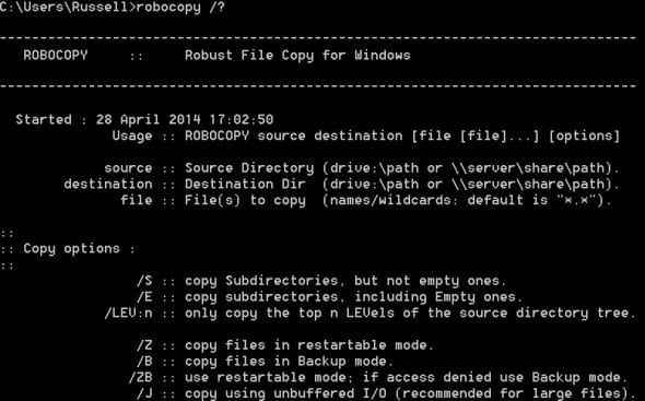 Copying files using Robocopy