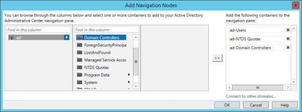 Add nodes to the navigation pane in ADAC