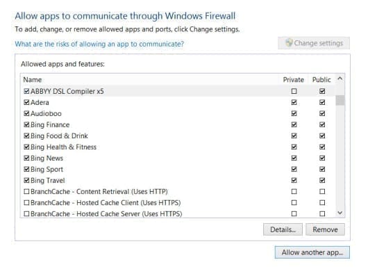 Add a program or feature to the exceptions list in Windows Firewall