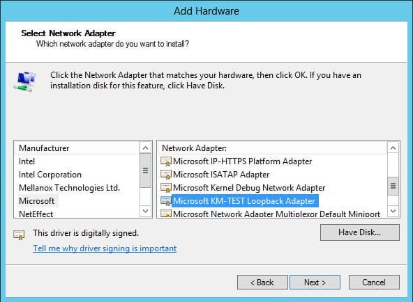 Loopback Adapter Installation