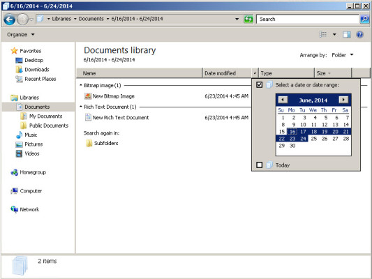 Grouping and filtering files in Windows 7