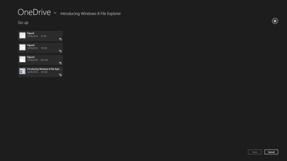 The Modern UI file selector in Windows 8.1 Update 1