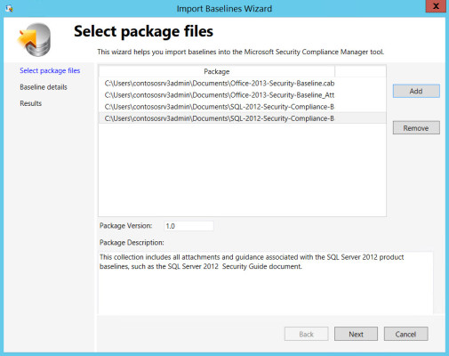 Importing updated baseline templates into SCM