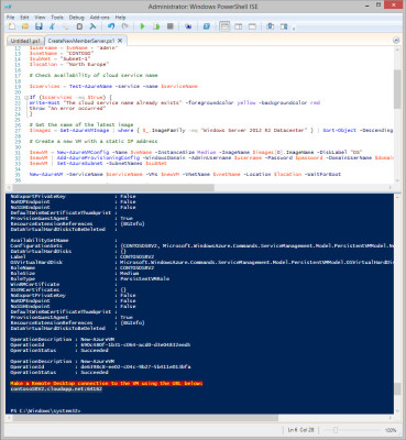 Running the script in Windows PowerShell ISE