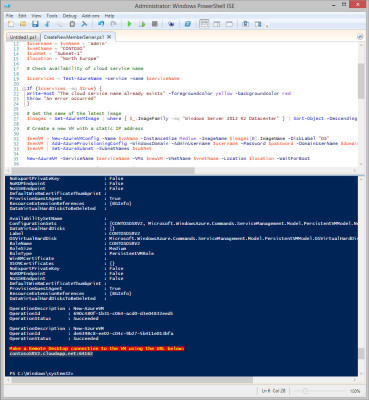 Using PowerShell to configure a virtual machine on Microsoft Azure