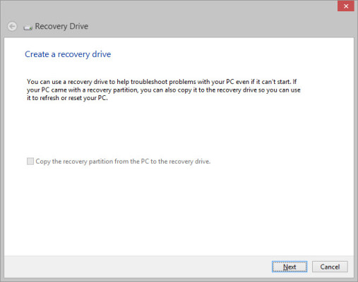 Create a USB recovery drive in Windows 8.1