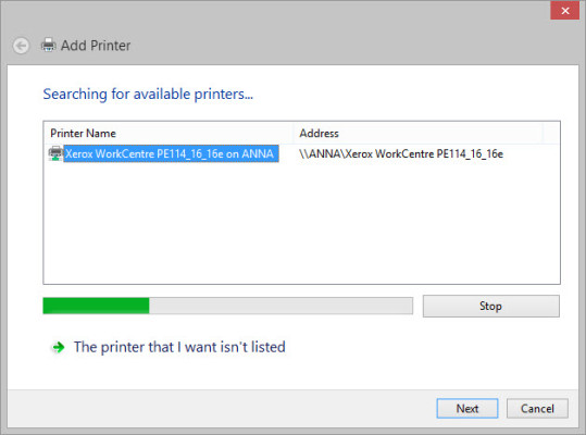 Use the Add Device wizard to add a network printer in Windows 8