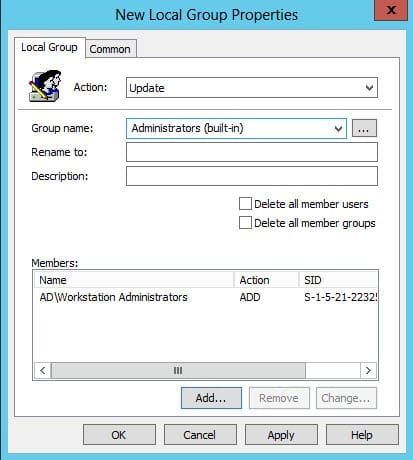 Using Group Policy Preferences to manage the local Administrators group