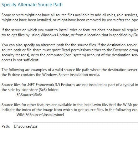 WSUS 2012 Specify an alternate installation path