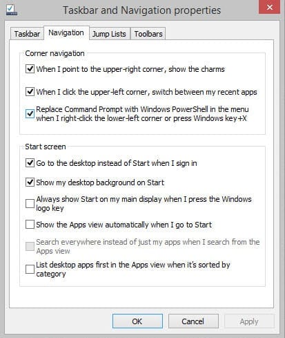 Skip the Start Screen in Windows 8.1: taskbar
