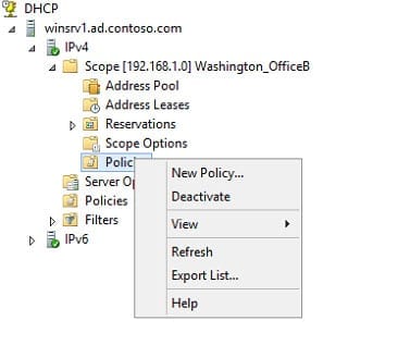 Create a new DHCP policy in Windows Server 2012