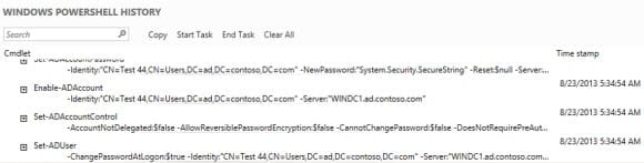 Active Directory Administrative Center PowerShell History Viewer
