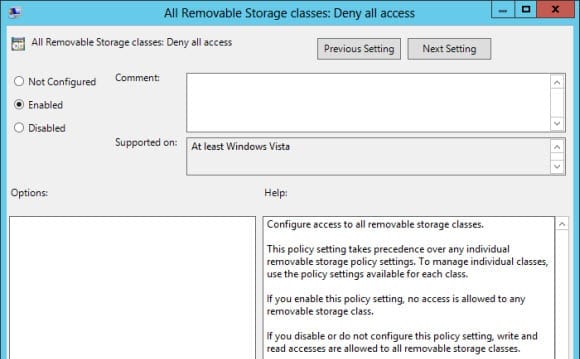 Disable Access to Removable Storage in Windows
