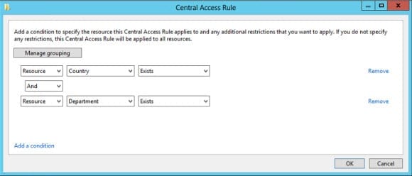 Dynamic Access Control: Central Access rule