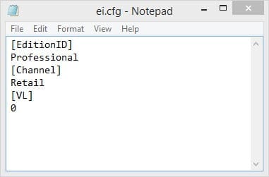 Install Windows 8.1 RTM Using a Windows 8 Product Key: Add the ei.cfg file