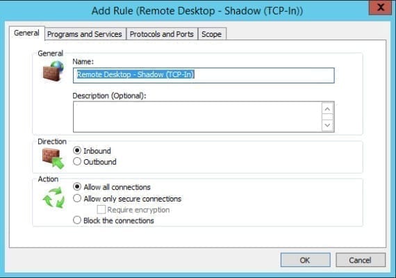 Set Windows Firewall rules for Remote Desktop