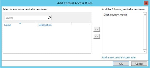 Dynamic Access Control: Configure Central Access Policy add rule