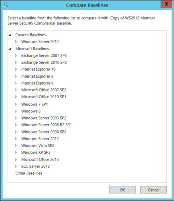 Compare baseline templates with SCM