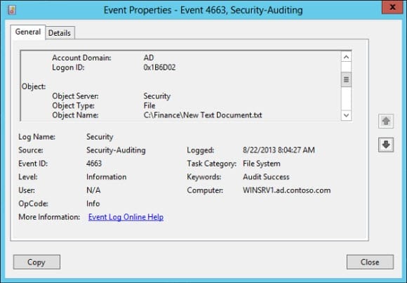 Configure Global Object Access Auditing: file delete event log