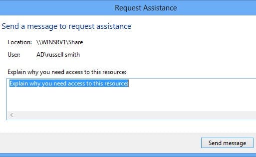 Access Denied Remediation request assistance dialog