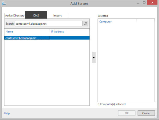 Add a remote server in Server Manager