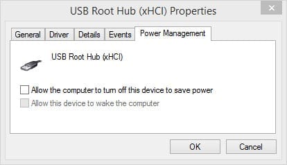 Turn off Power Management on USB hubs