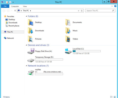 The mapped drive in File Explorer