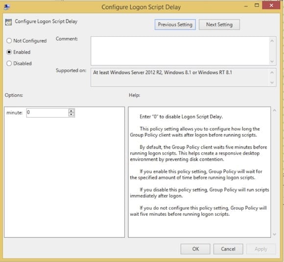 Group Policy in Windows 8.1: Logon Script delay