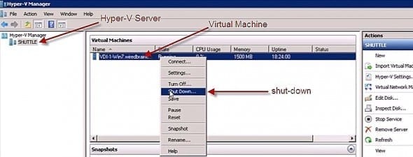 Shut Down Hyper-V Virtual Machine