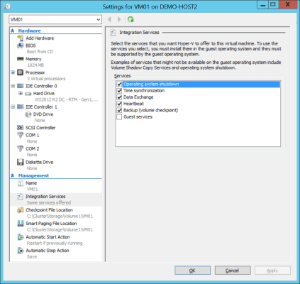 Managing the integration services of a Hyper-V Virtual Machine