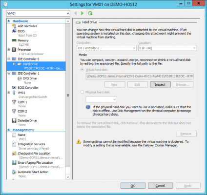 The IDE controller of a Generation 1 Hyper-V virtual machine