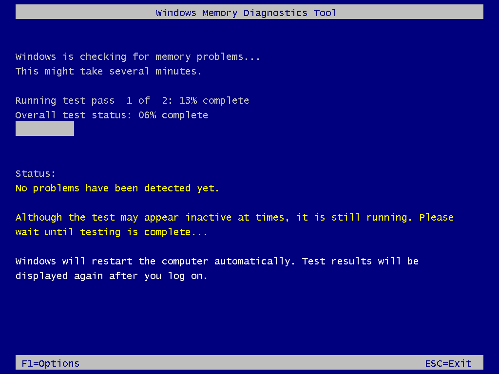 Running Windows Memory Diagnostic