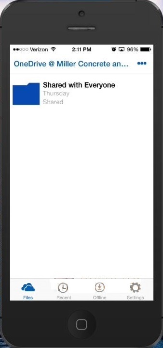 Viewing Documents in OneDrive for Business on iPhone