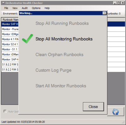 Stopping all running monitoring runbooks