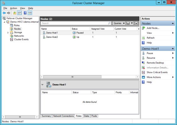 Pausing a clustered Hyper-V host