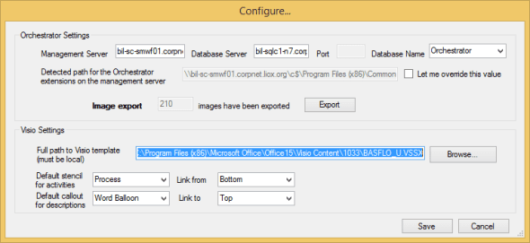 configuration settings for System Center 2012 Orchestrator