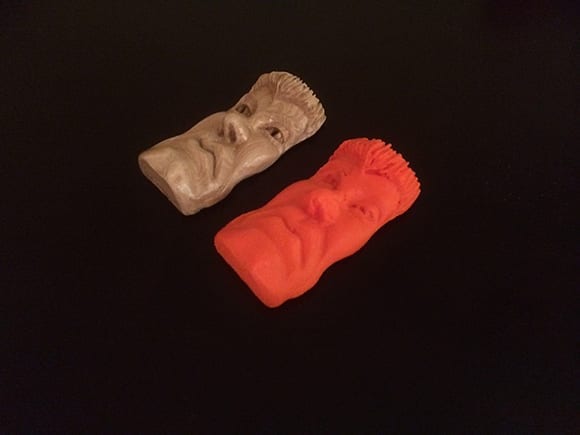Carved Head and 3D Printed Copy