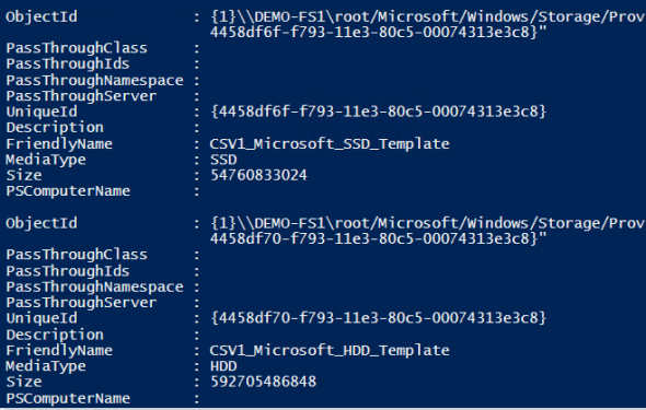Querying which tiers are available in WS2012 R2 Storage Spaces