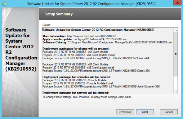 SCCM 2012 R2 Mandatory Hotfix Installation Summary