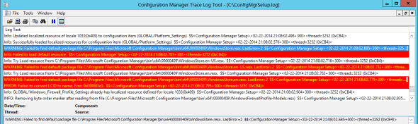 SCCM 2012 R2 Installation Log Errors