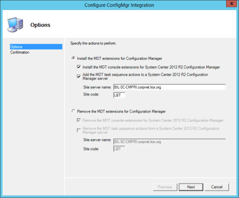 MDT 2013 Integration options for SCCM 2012 R2