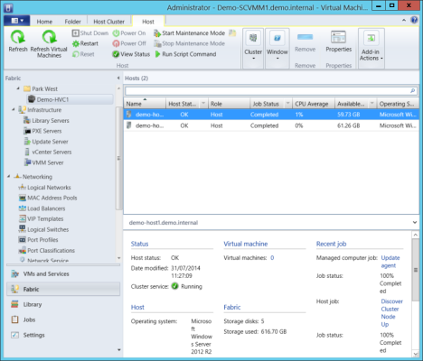 Managing a cloud fabric using System Center Virtual Machine Manager (SCVMM)
