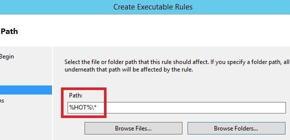 Applocker in Windows Server 2012 create executable rules