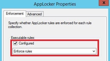 Enforce Rules in AppLocker properties